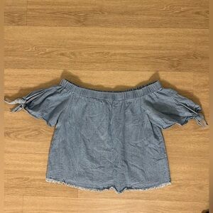 Denim Style Off the Shoulder Blouse. Brand Mustard Seed.